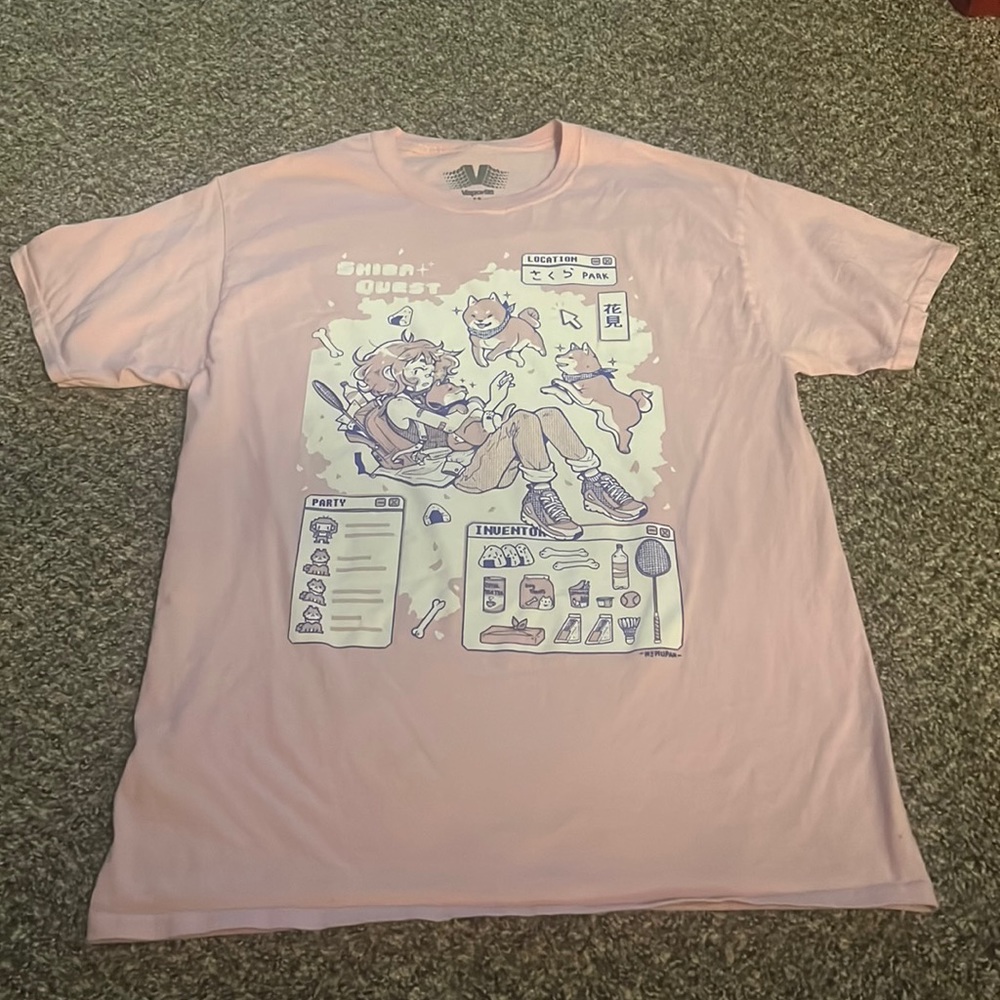 Shiba quest pink anime tee shirt